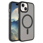 Apple iPhone 15 Kılıf Mat Arka Yüzey Wireless Şarj Özellikli Zore Flet Magsafe Kapak - Siyah