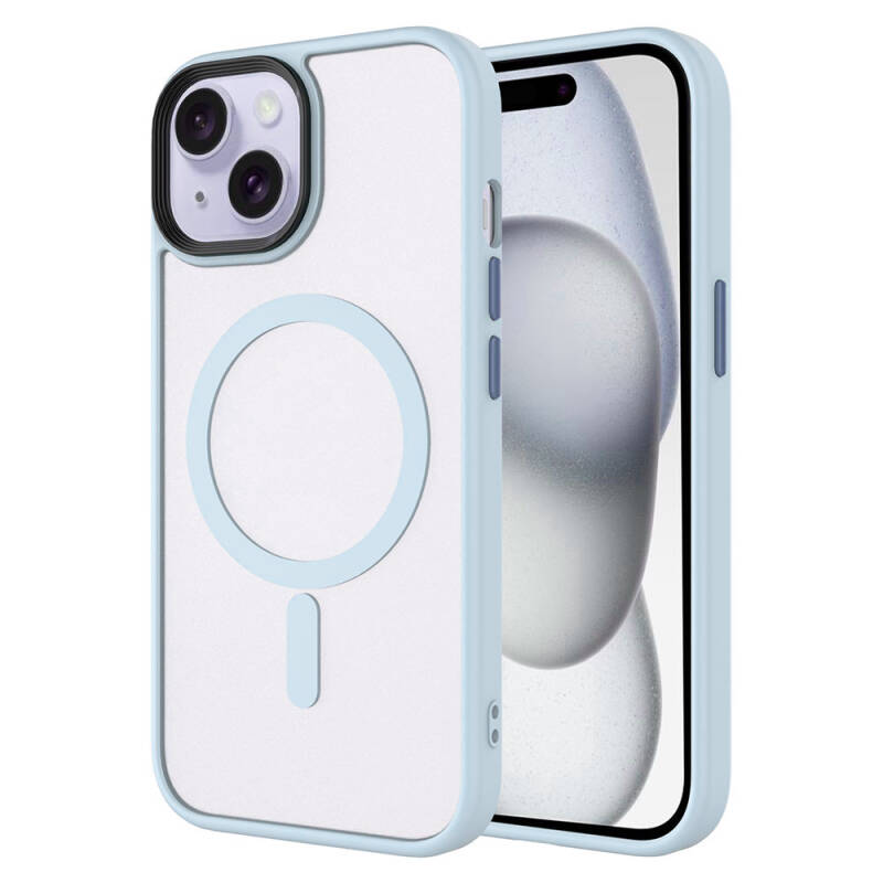 Apple iPhone 15 Kılıf Mat Arka Yüzey Wireless Şarj Özellikli Zore Flet Magsafe Kapak