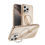 Apple iPhone 16 Pro Max Kılıf Magsafe Şarj Özellikli Kamera Standlı Zore Estop Kapak - Gold