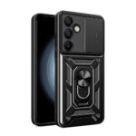 Galaxy A16 Kılıf Magnetik Standlı Kamera Korumalı Zore Sürgülü Vega Kapak - Siyah
