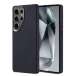 Galaxy S25 Ultra Kılıf Magsafe Şarj Özellikli Karbon Fiber Görünümlü Zore Troy Kapak - Siyah