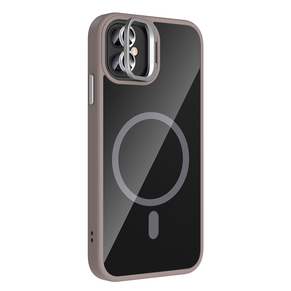 Apple iPhone 11 Kılıf Standlı ve Kamera Lens Hediyeli M-Safe Şarj Özellikli Zore Etro Kapak