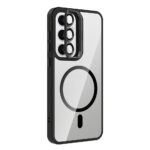 Galaxy S24 Kılıf Standlı ve Kamera Lens Hediyeli M-Safe Şarj Özellikli Zore Etro Kapak - Siyah